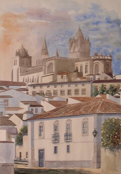 Casas e catedral de Évora
